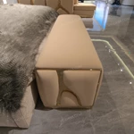 Warm Yellow Bed Bench with Hammered Gold Stainless Steel Branch Inlays